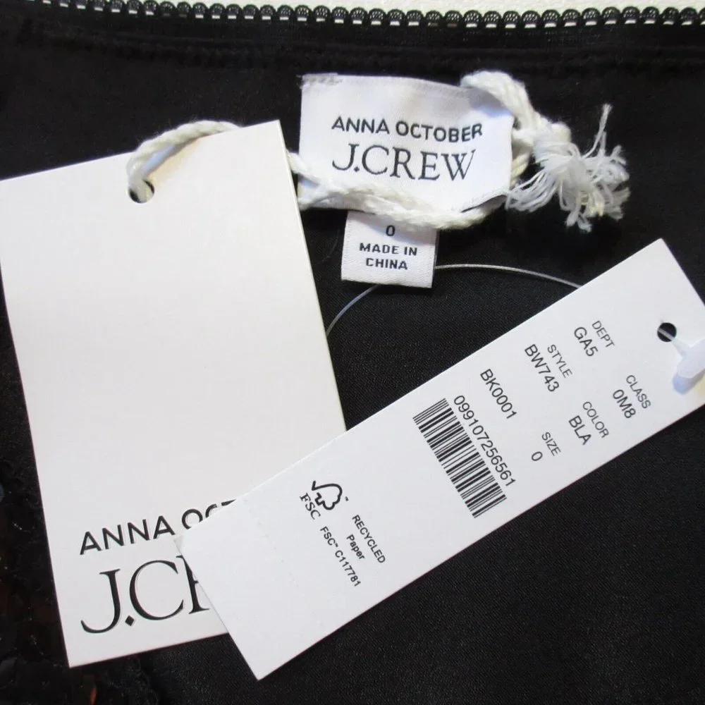 NWT Anna October x J.Crew Limited Edition Sequin Midi in Black Skirt 0 $248